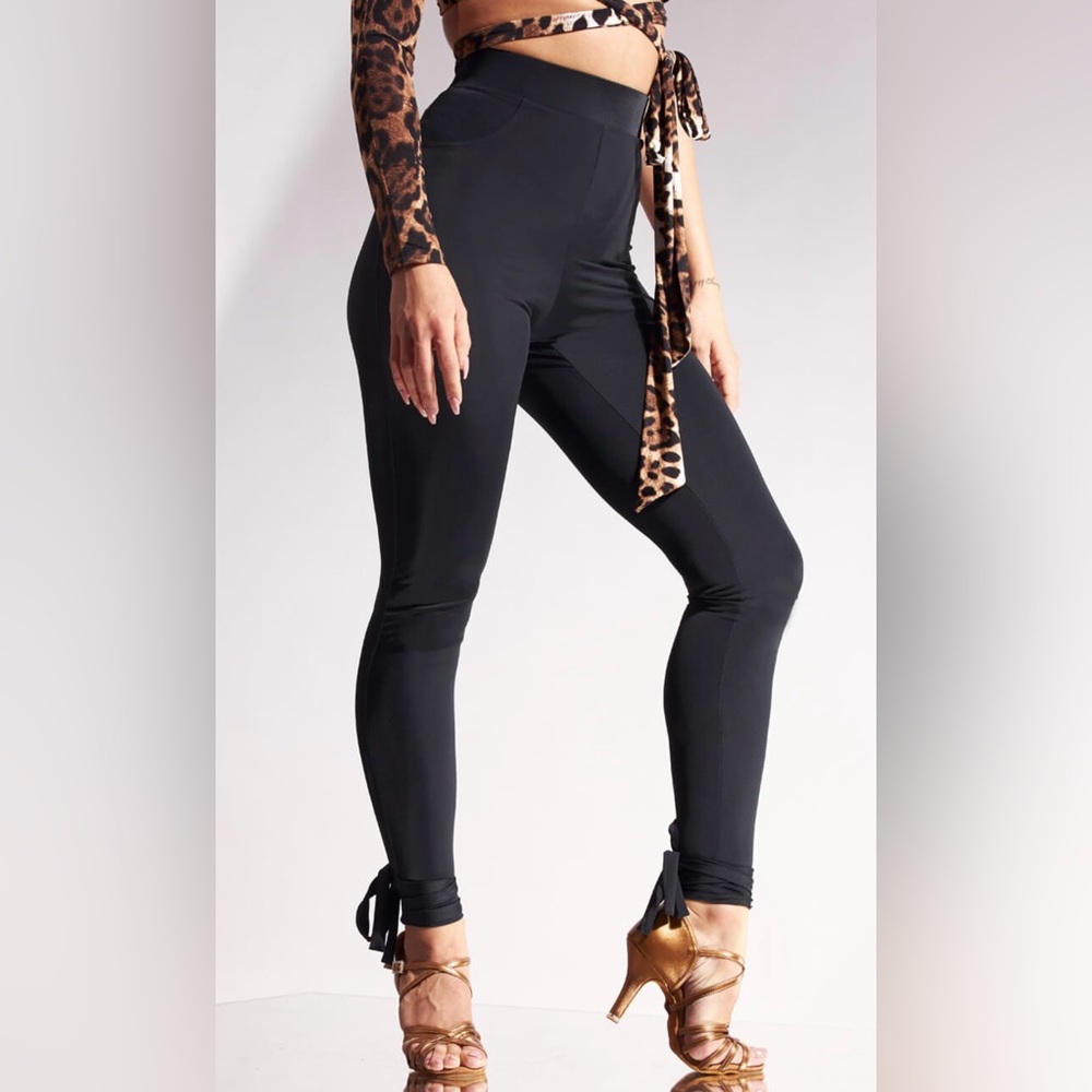 Sasuel Livy Practice Leggings with Ankle Ties - Latin / Ballroom Dance Dancewear - Picture 3 of 7